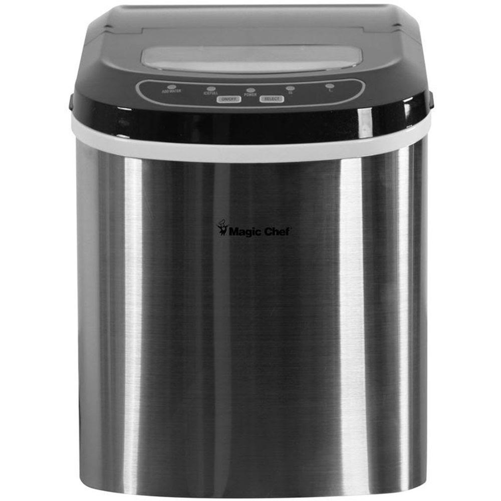 Magic Chef 27 Lb Portable Countertop Ice Maker, Stainless Steel