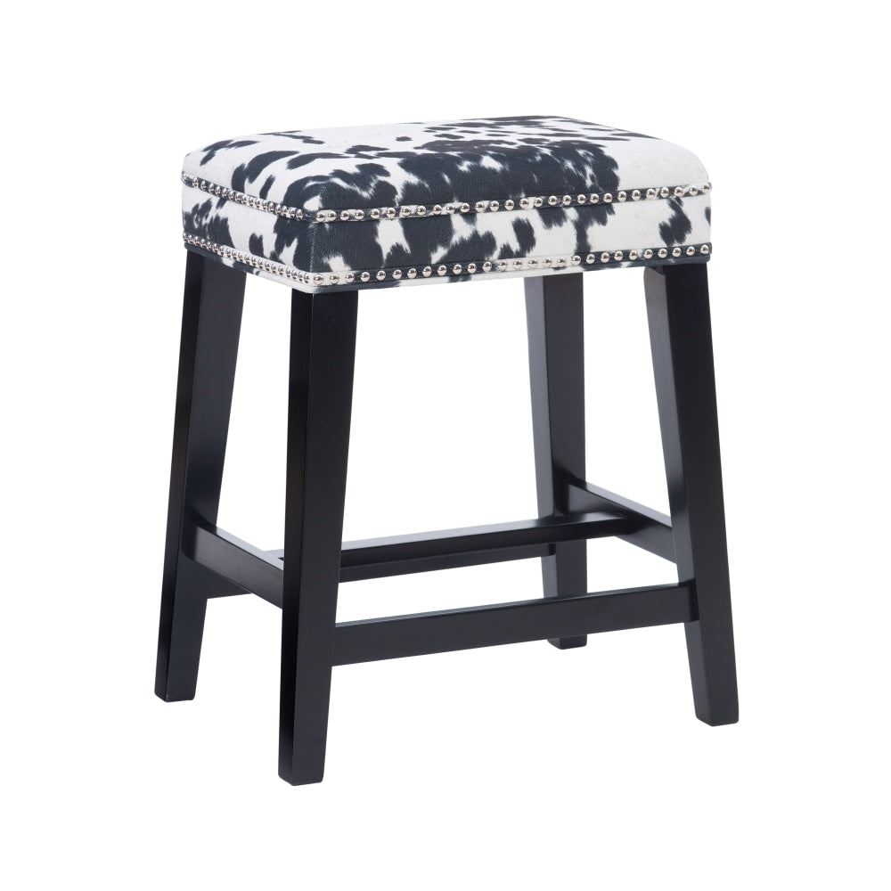 Linon Jandrell Backless Counter Stool, Black Cow Print/Black