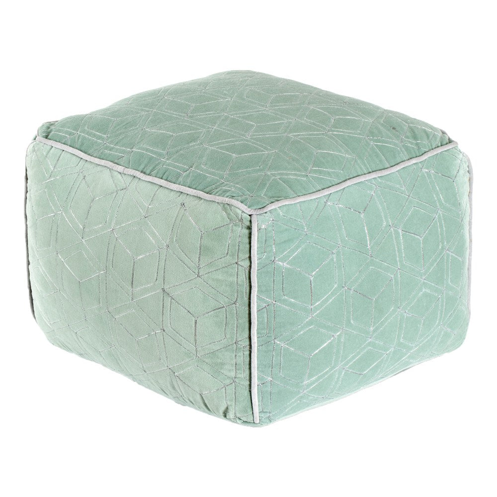 Anji Mountain Velvet Fog Pouf Ottoman, Green/Gray
