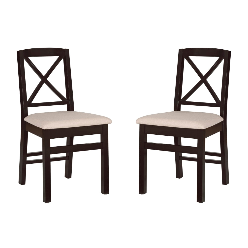 Linon Thames X-Back Dining Chairs, Black/Beige, Set Of 2 Chairs