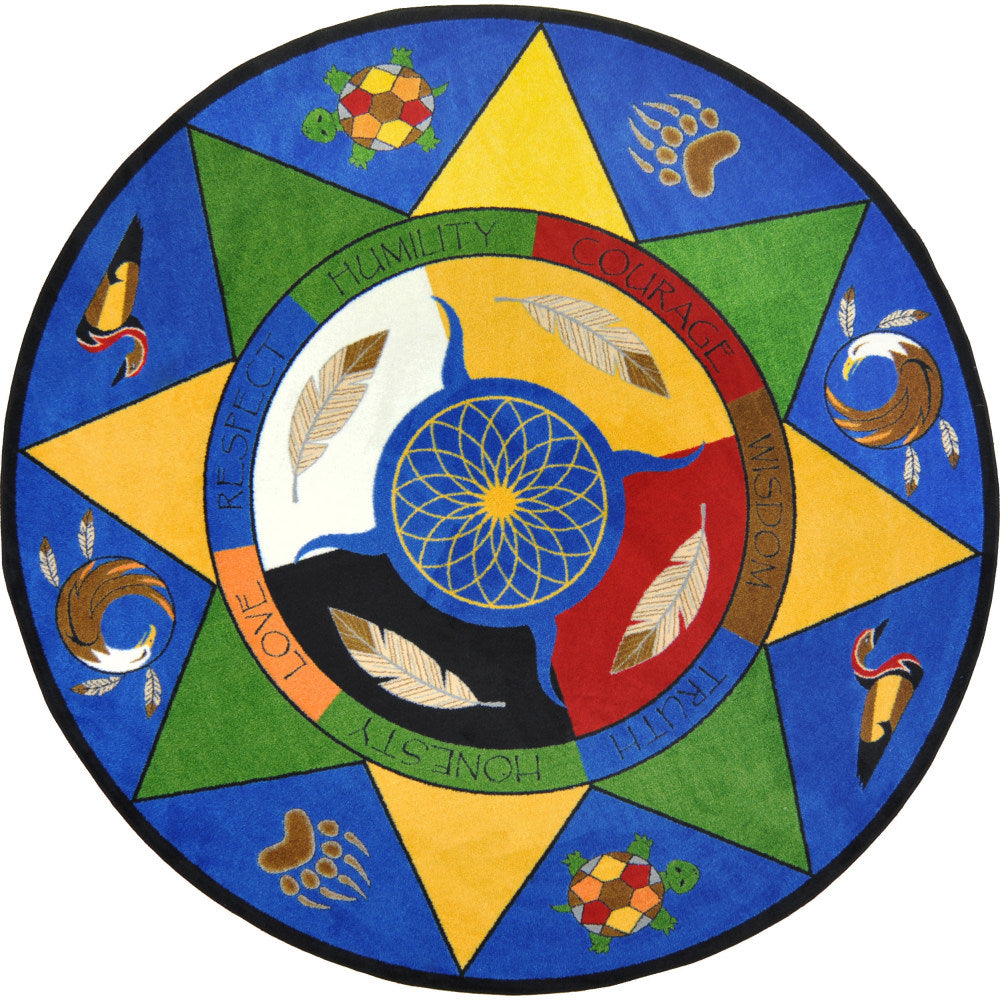 Joy Carpets Kids Round Area Rug, Spirit of Truth, 7-7/12ft x 7-7/12ft, Multicolor