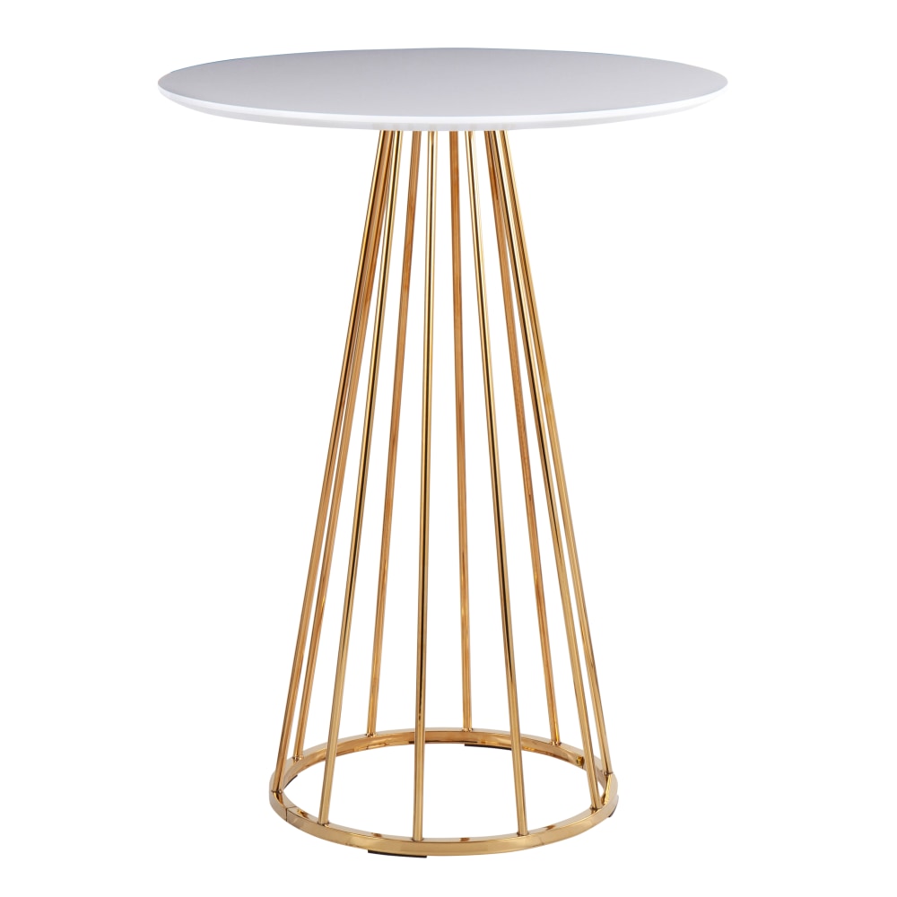 LumiSource Canary Counter Table, 36inH x 27inW x 27inD, White/Gold