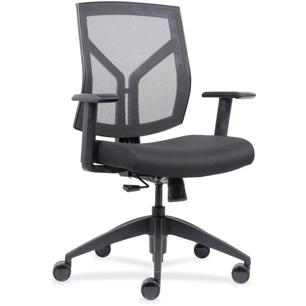 Lorell Ergonomic Mesh/Fabric Mid-Back Chair, Black