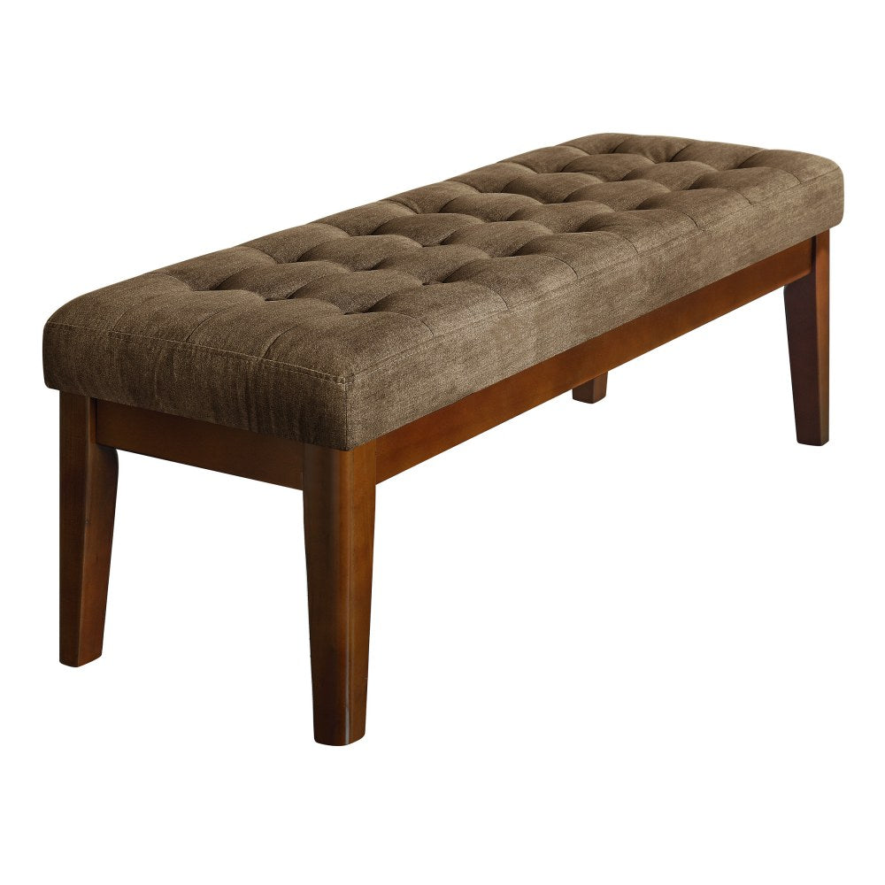 Elle Decor Claire Tufted Bench, Dusted Truffle/Brown