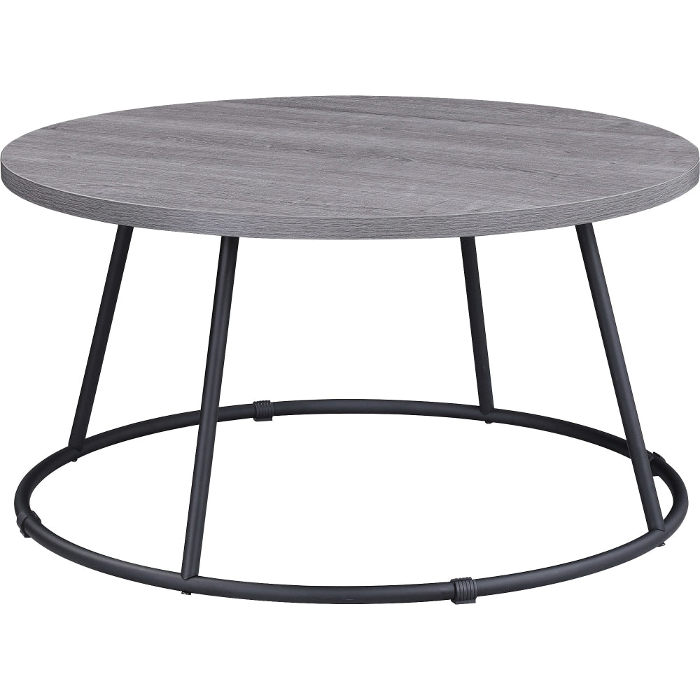 Lorell Round Coffee Table, 16-3/4in x 31-1/2in, Weathered Charcoal/Black