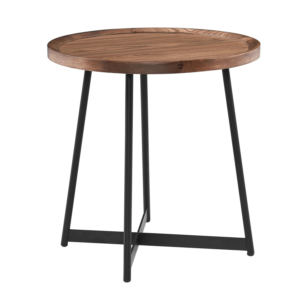 Eurostyle Niklaus Round Side Table, 22-1/8inH x 21-3/4inW x 21-3/4inD, Black/Walnut