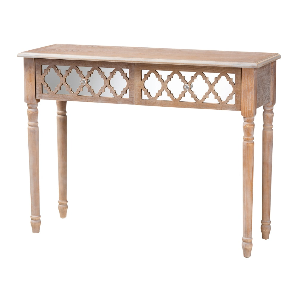 Baxton Studio Transitional Rustic French Country Console Table, 31-15/16inH x 42-3/16inW x 14-3/16inD, Natural Whitewashed Oak