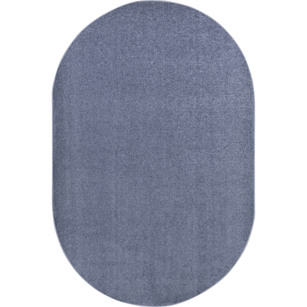 Joy Carpets Kids Essentials Oval Area Rug, Endurance, 6ft x 9ft, Glacier Blue