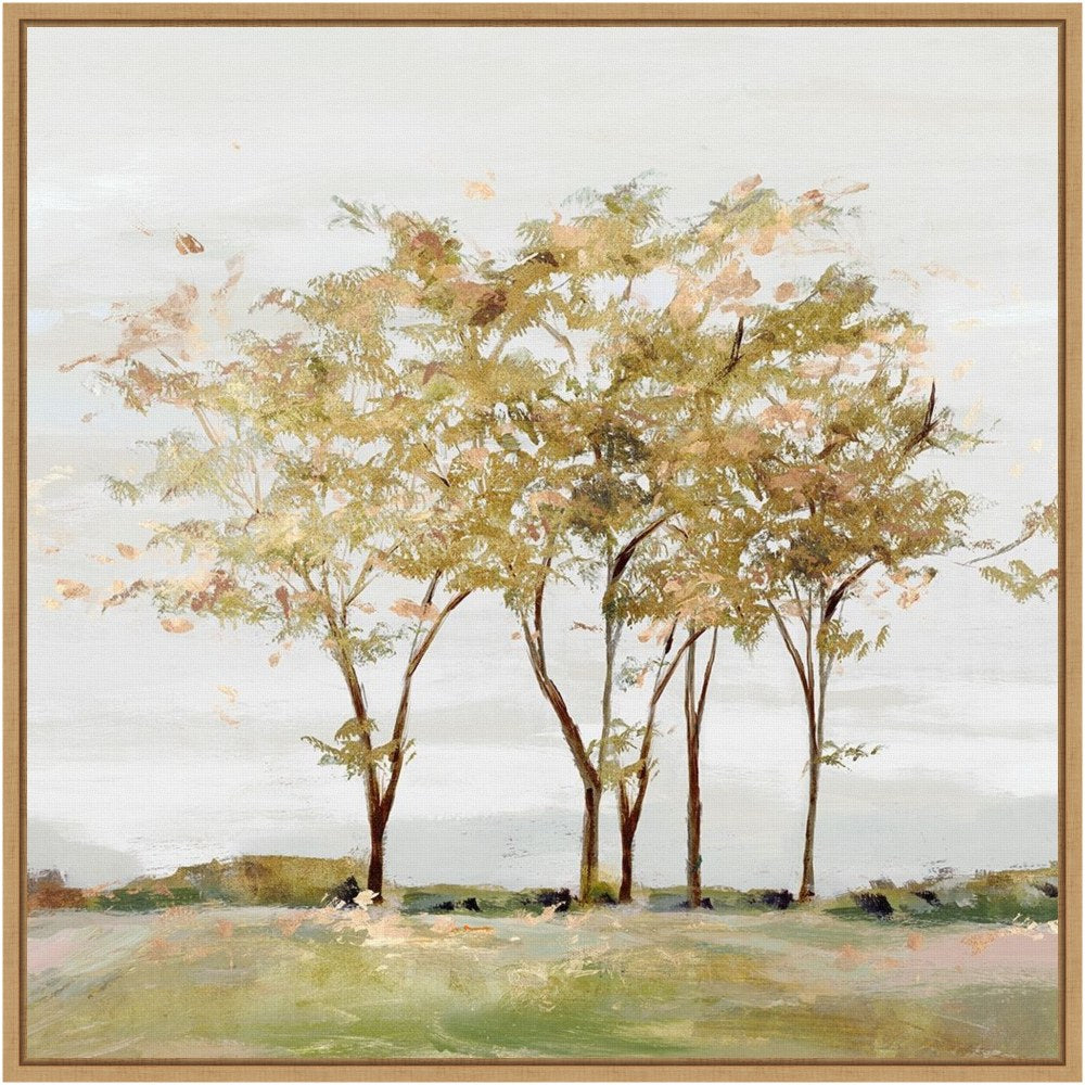 Amanti Art Golden Acre Wood Trees by Isabelle Z Framed Canvas Wall Art Print, 22inH x 22inW, Maple