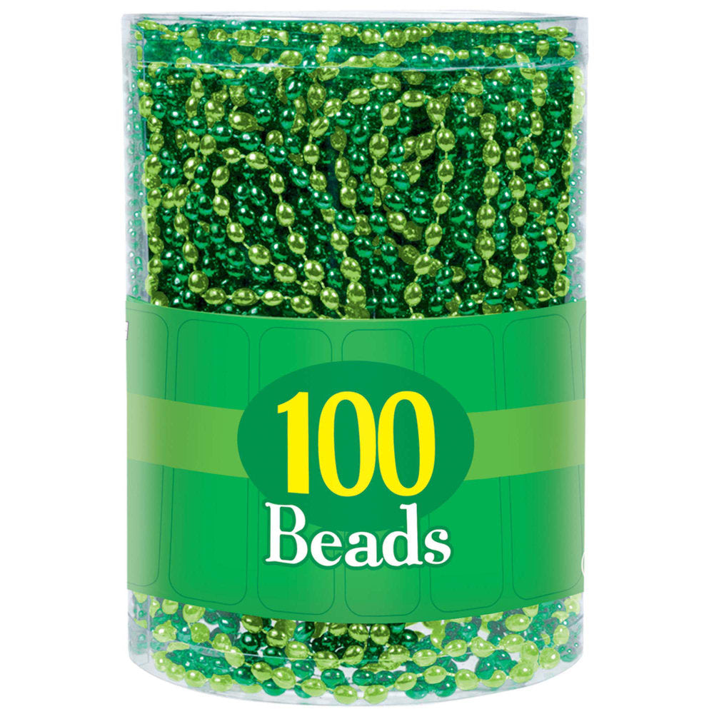 Amscan 393383 St. Patricks Day Bead Necklaces, Green, Pack Of 100 Necklaces
