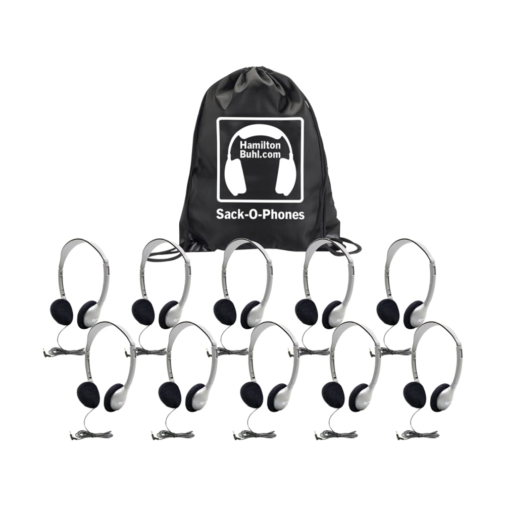 HamiltonBuhl HA2 Sack-O-Phone Headphones, Silver, Pack Of 10