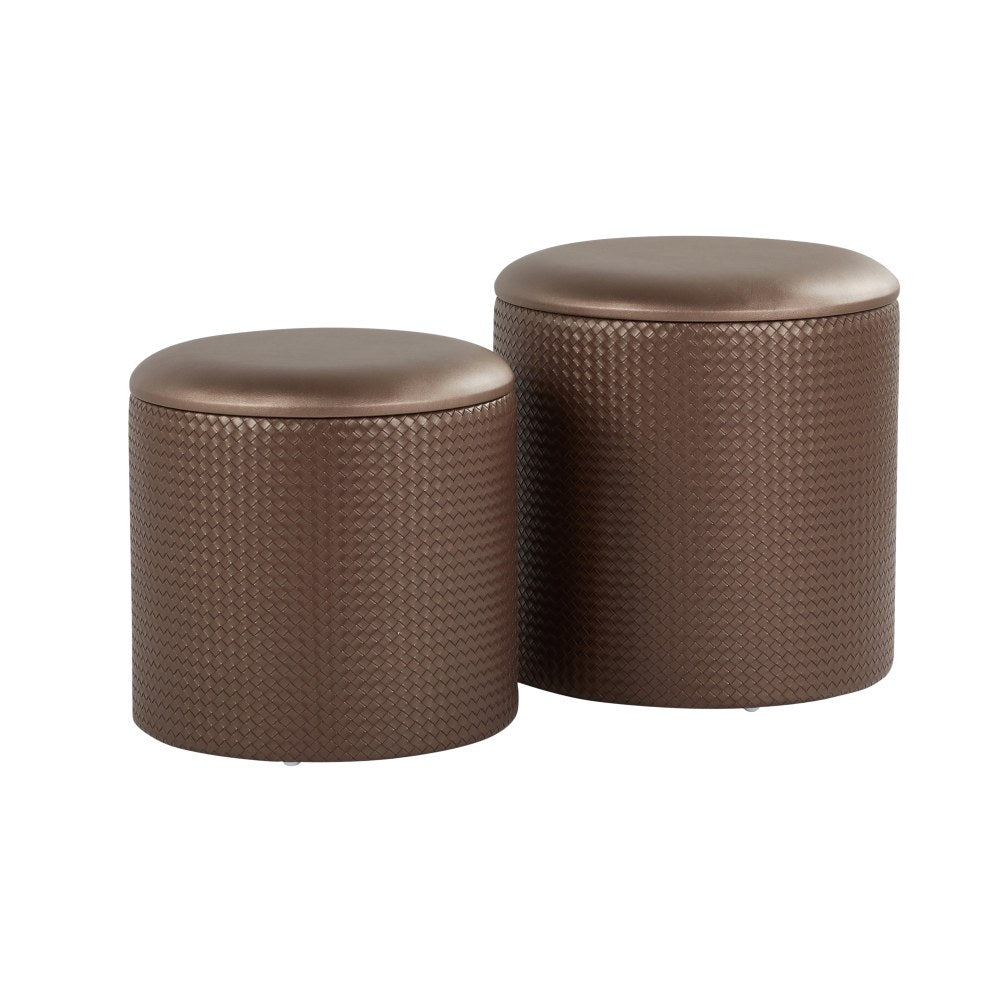 LumiSource Maverick Contemporary Nesting Ottoman Set, 16-3/4inH x 16inW x 16inD, Bronze, Set Of 2 Ottomans