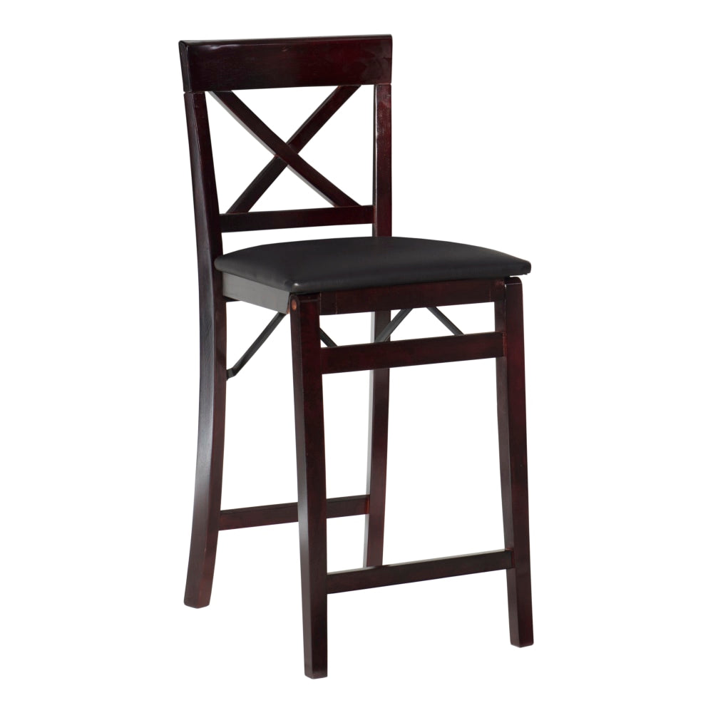 Linon Richland Faux Leather Folding Counter Stool, Espresso/Brown