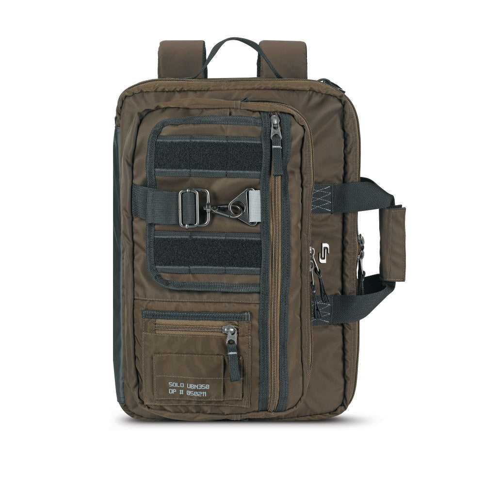 Solo New York Zone Hybrid Briefcase With 15.6in Laptop Pocket, 12inH x 17inW x 3inD, Khaki