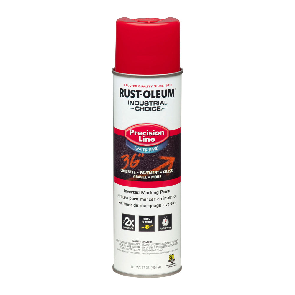 Rust-Oleum Industrial Choice M1800 System Water-Based Precision Line Inverted Marking Paint, 17 Oz, Safety Red, Pack Of 12 Cans