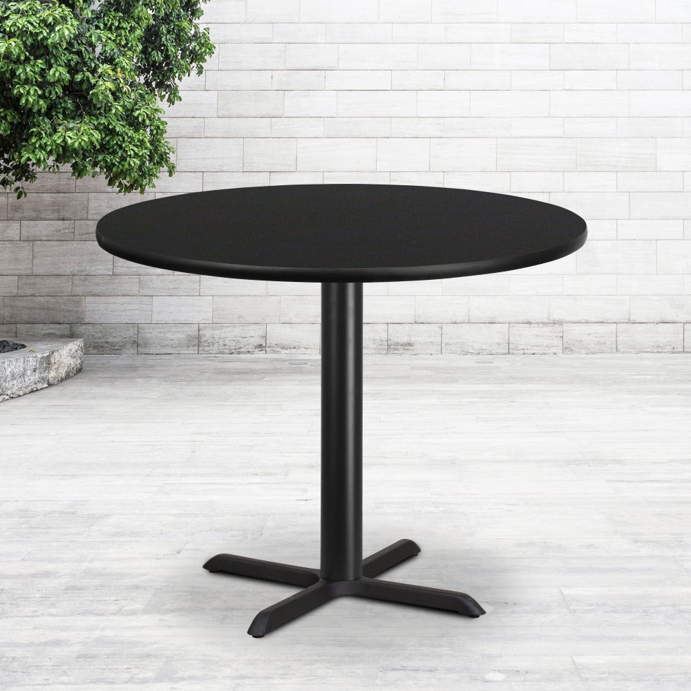 Flash Furniture Round Hospitality Table With X-Style Base, 31-1/8inH x 42inW x 42inD, Black