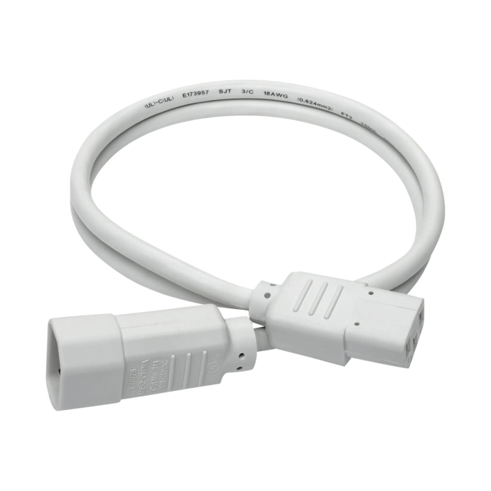 Eaton Tripp Lite Series PDU Power Cord, C13 to C14 - 10A, 250V, 18 AWG, 3 ft. (0.91 m), White - Power extension cable - IEC 60320 C14 to power IEC 60320 C13 - AC 100-250 V - 10 A - 3 ft - white