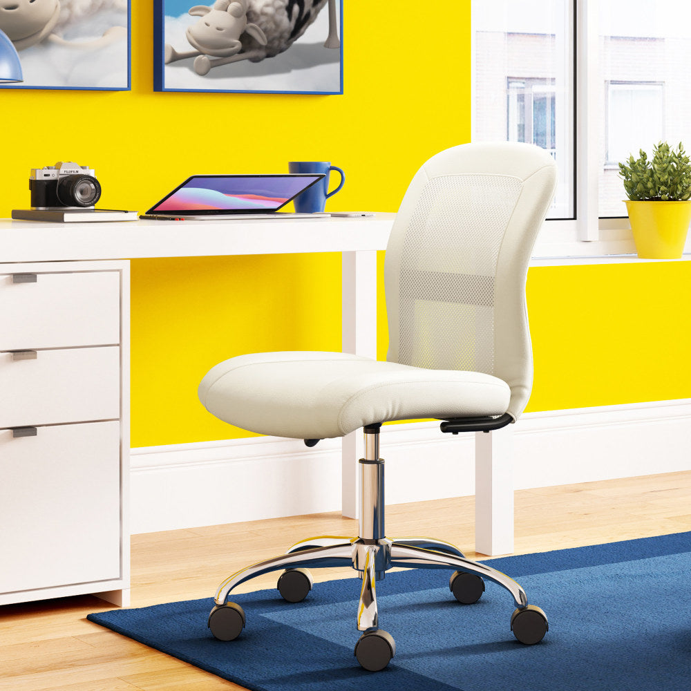 Serta Essentials Mid-Back Computer Chair, Inspiration Cream/Chrome