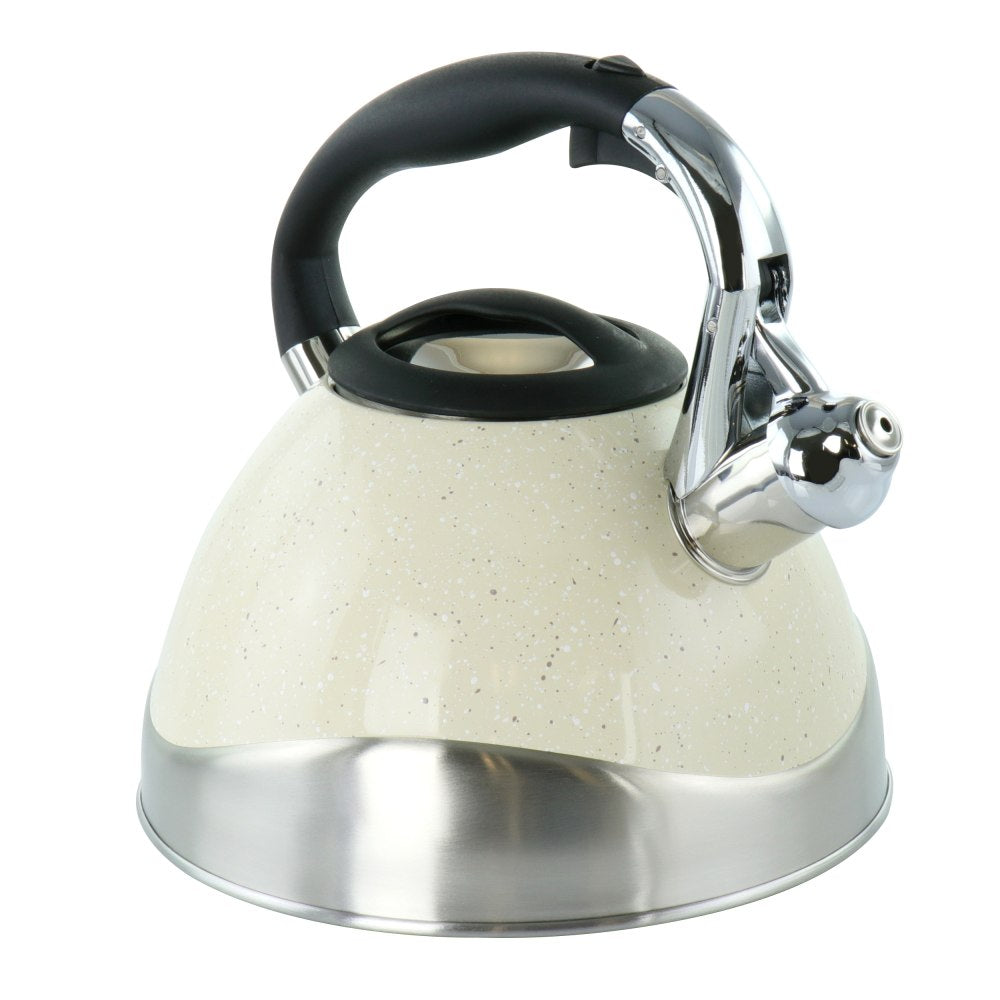 MegaChef Stainless-Steel Stovetop Kettle, 12.7 Cups, Light Tan Speckle