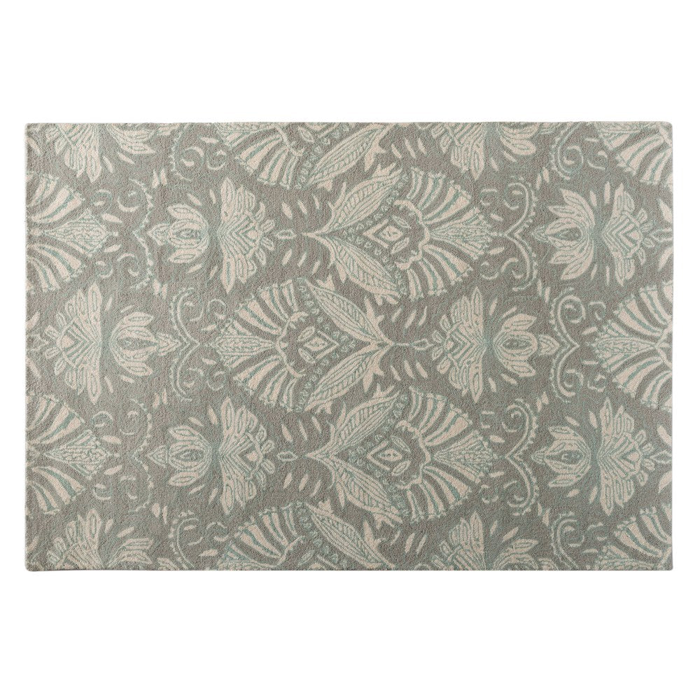 Baxton Studio Morain Hand-Tufted Wool Area Rug, 5-1/4ft x 7-1/2ft, Gray/Ivory