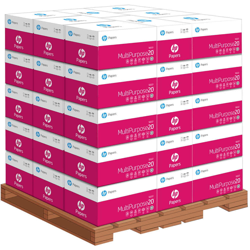 HP Printer & Copy Paper, White, Letter (8.5in x 11in), 200000 Sheets Per Pallet, 20 Lb,  96 Brightness, Case Of 10 Reams