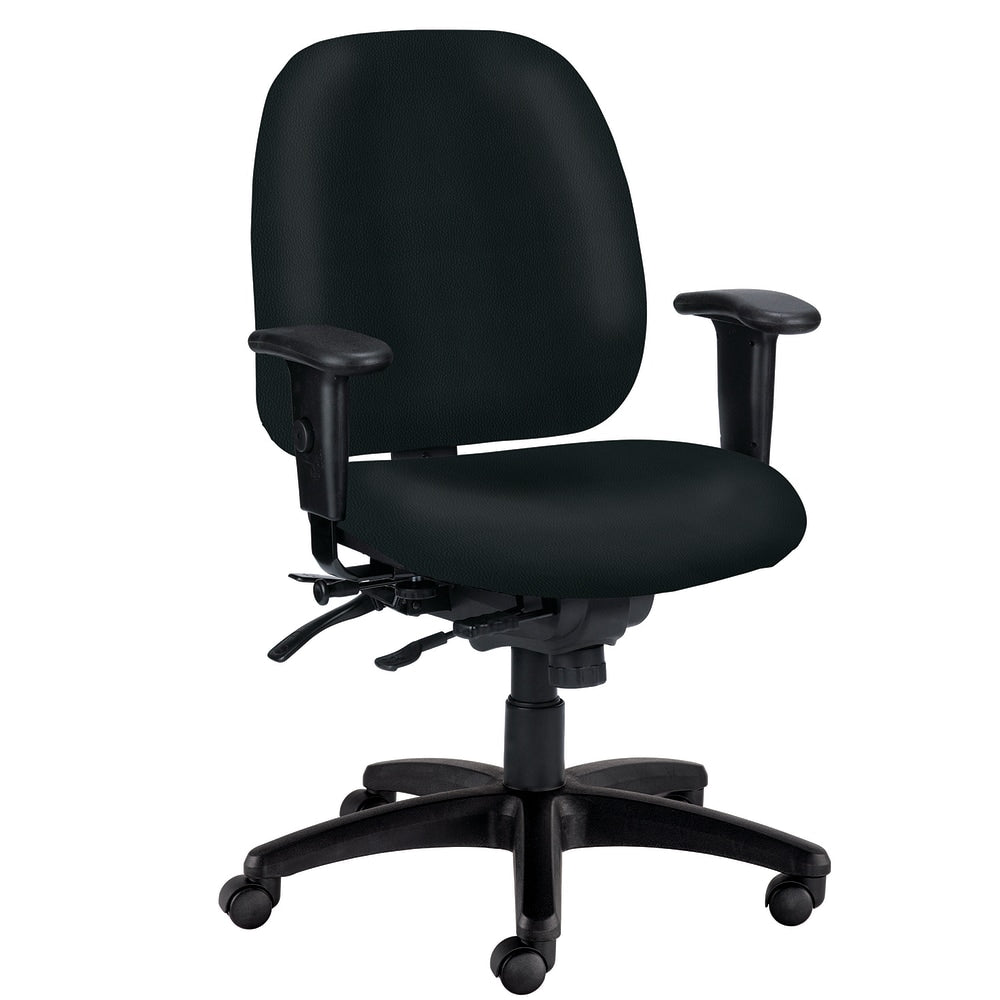 WorkPro 4X4 498SL Ergonomic Antimicrobial Vinyl Low-Back Multi-Function Task Chair, Black