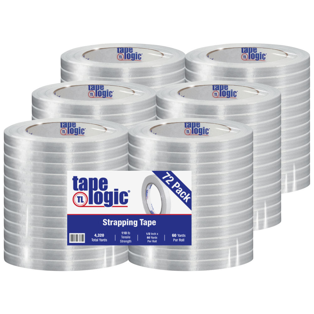 Tape Logic 1300 Strapping Tape, 1/2in x 60 Yd., Clear, Case Of 72