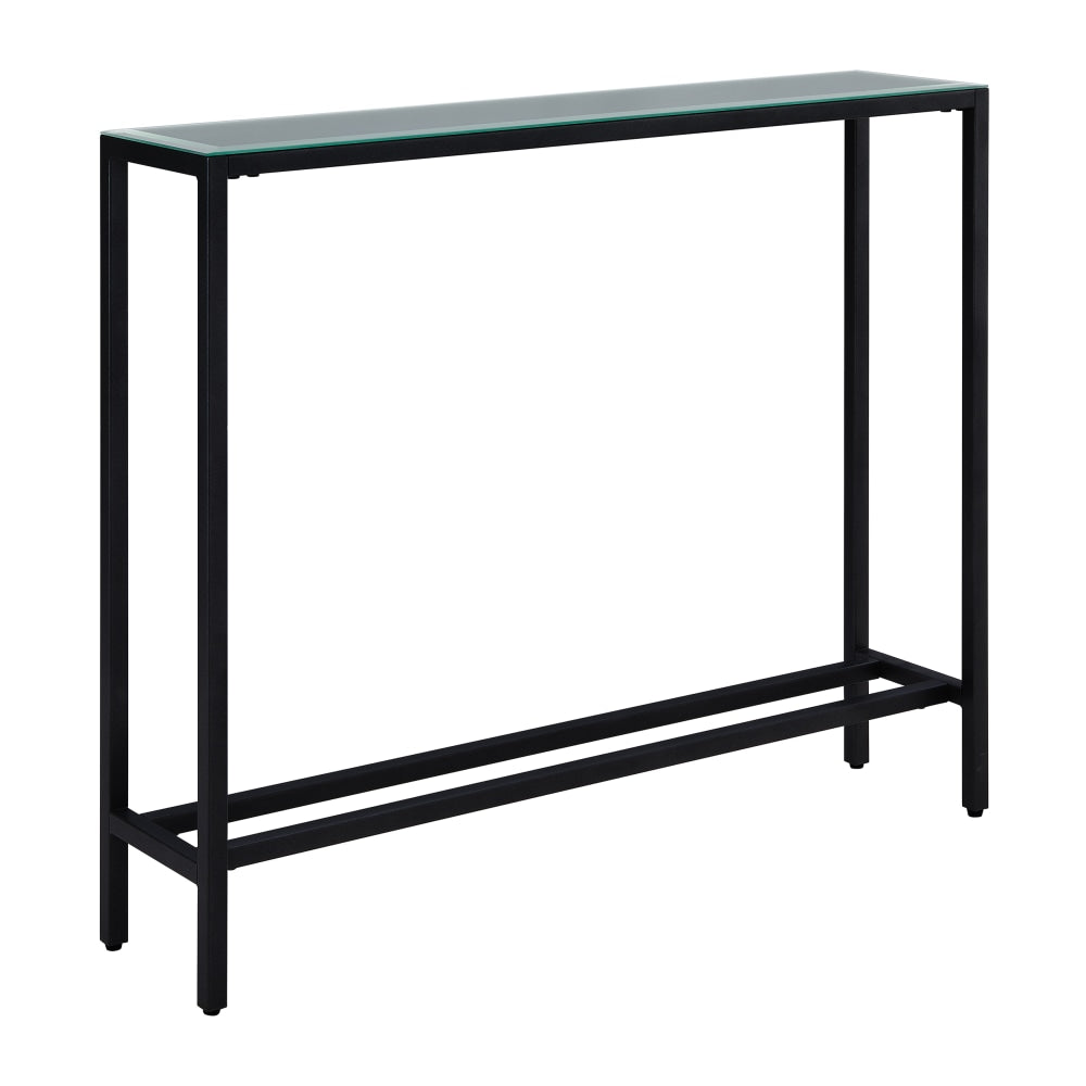 SEI Furniture Darrin Mini Console Table With Mirrored Glass Top, 30inH x 36inW x 8inD, Silver