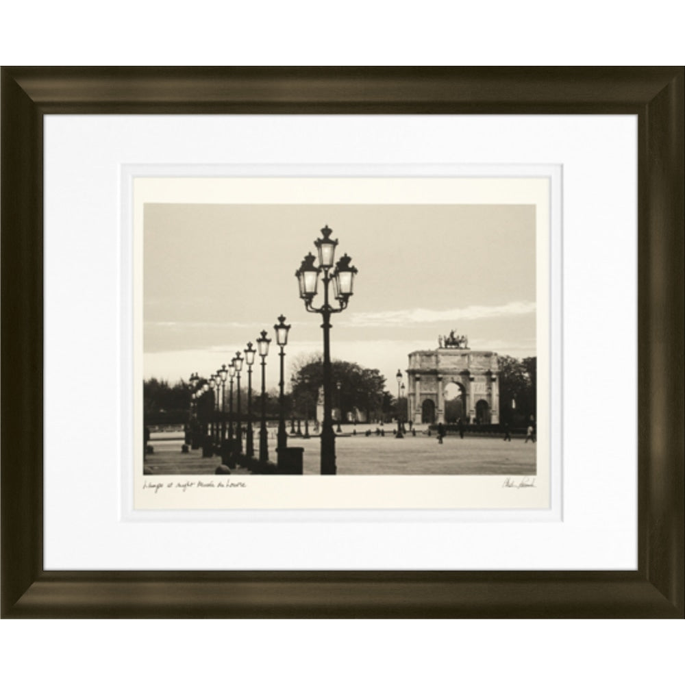 Timeless Frames Marren Espresso-Framed Landscape Artwork, 11in x 14in, Lights At Night Musee Du Louvre