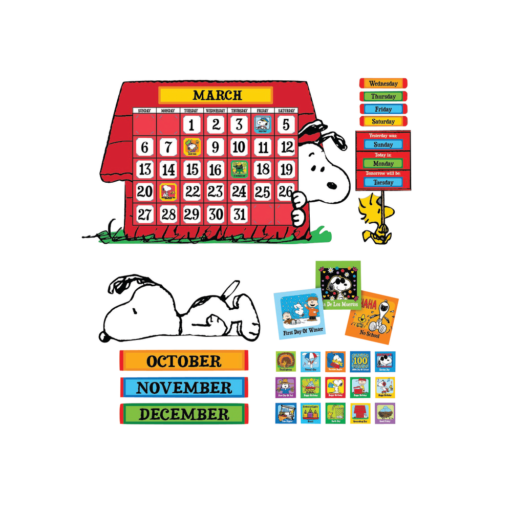 Eureka Peanuts Calendar Bulletin Board Set, 34in x 24in, Multicolor