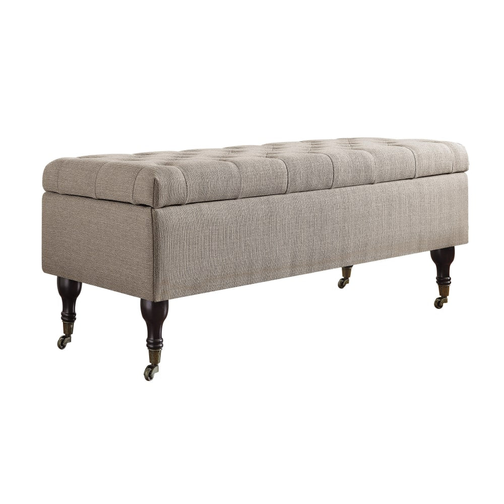 Elle Collete Tufted Bench With Storage, French Gray/Brown