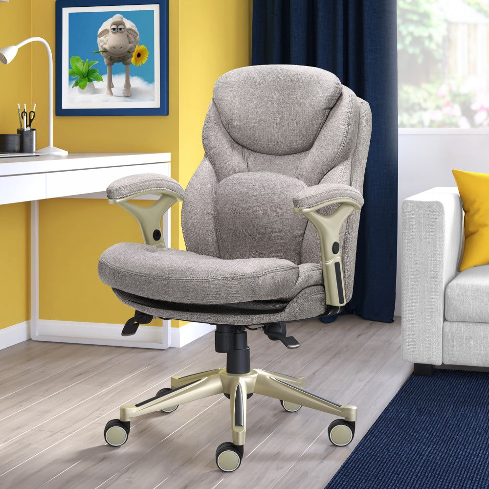 Serta Works Mid-Back Office Chair With Back In Motion Technology, Fabric, Light Gray/Silver