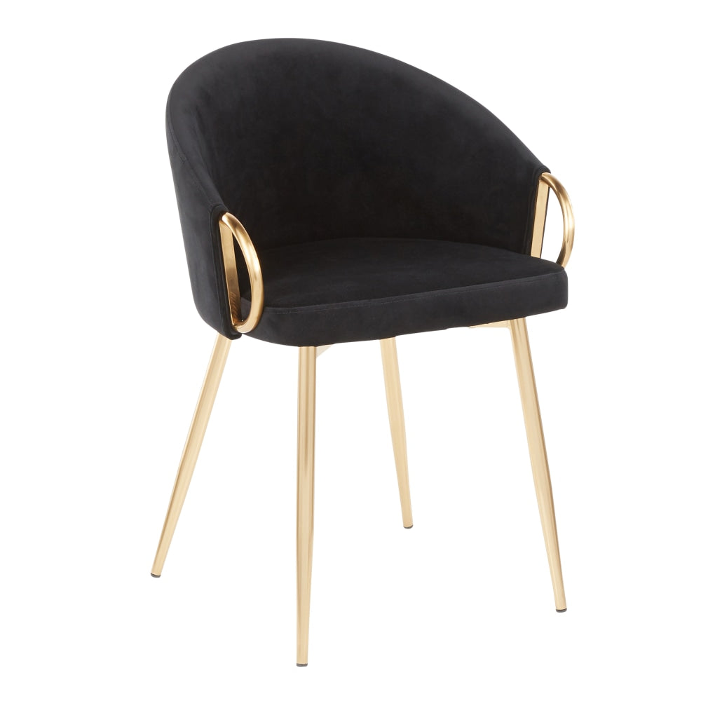 LumiSource Claire Chairs, Velvet, Black/Gold, Set Of 2 Chairs
