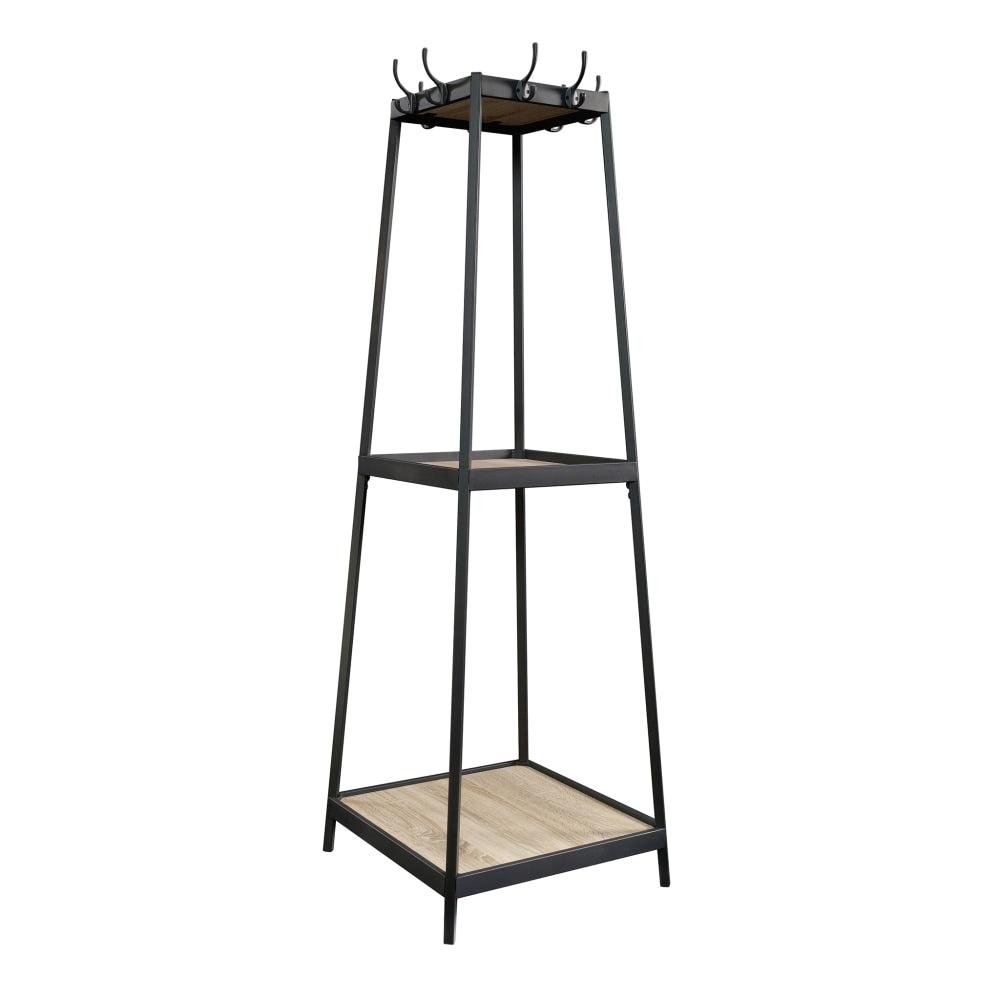 Sauder North Avenue Coat Tree, Black/Charter Oak