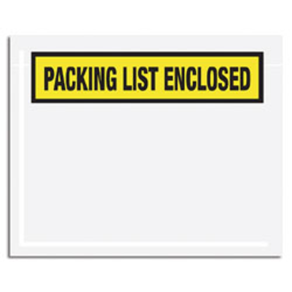 Tape Logic "Packing List Enclosed" Envelopes, Panel Face, Yellow, 4 1/2in x 6in Pack Of 1,000