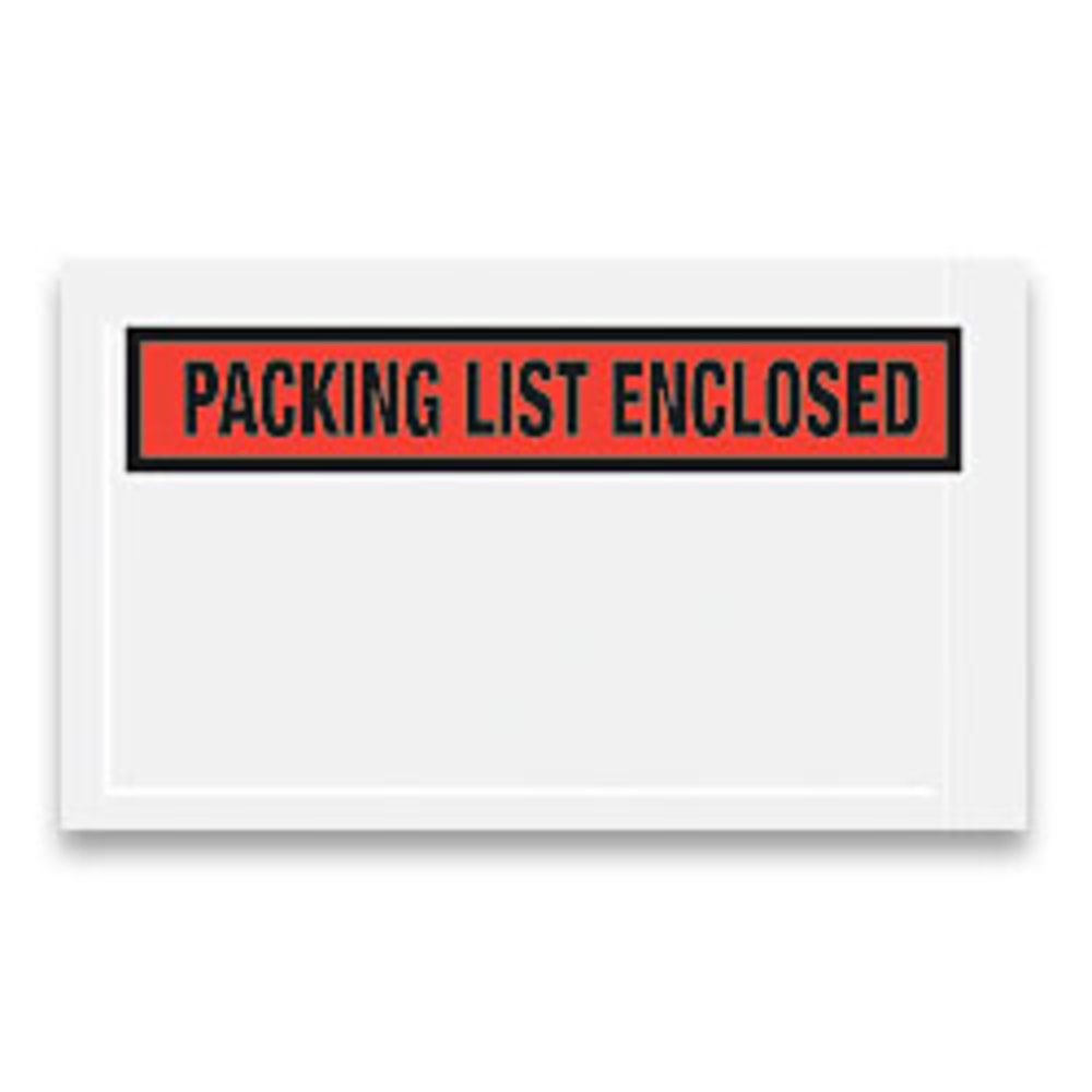 Tape Logic "Packing List Enclosed" Envelopes, Panel Face, Red, 5 1/2in x 10in Pack Of 1,000