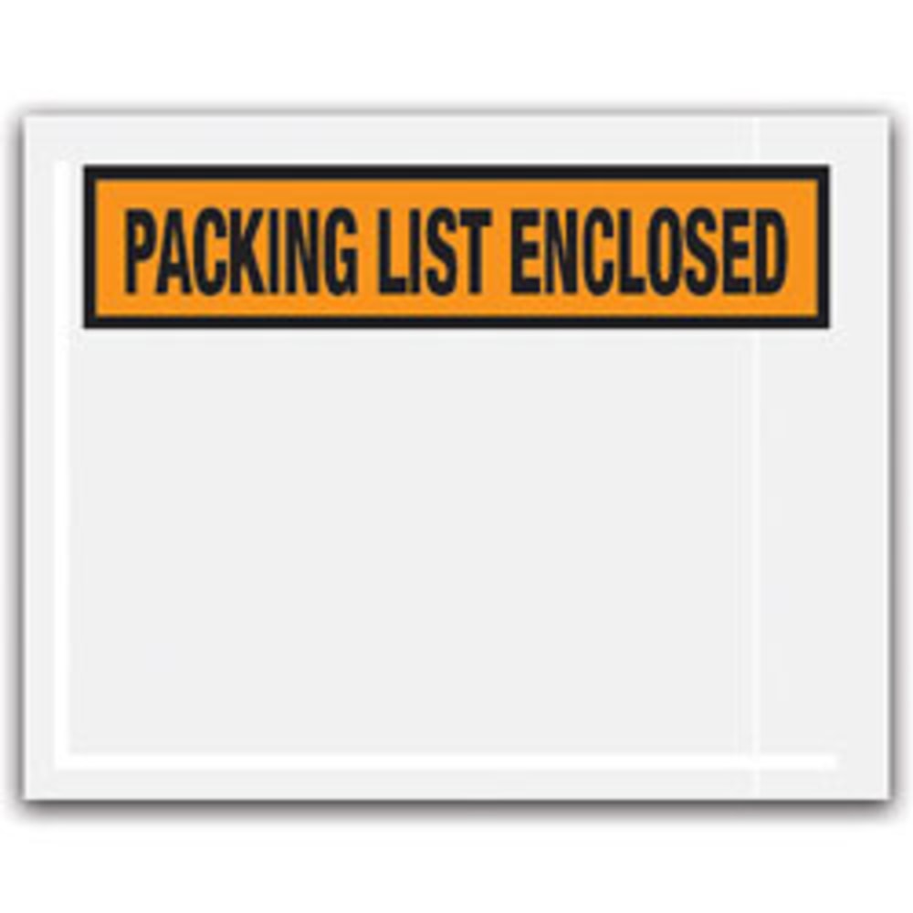 Partners Brand "Packing List Enclosed" Envelopes, Panel Face, Orange, 4 1/2in x 5 1/2in Pack Of 1,000