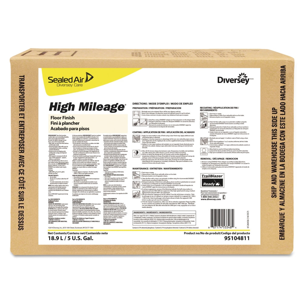 Diversey High Mileage UHS Floor Finish, Light Scent, 640 Oz Bottle