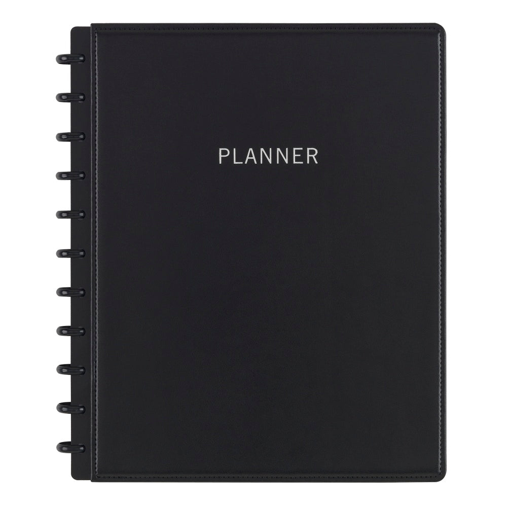 TUL Discbound Monthly Planner Starter Set, Undated, Letter Size, Leather Cover, Black
