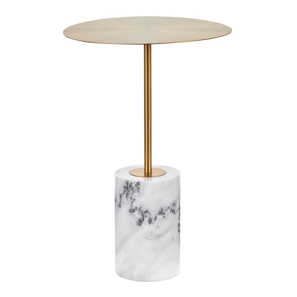LumiSource Symbol Side Table, 23-1/2inH x 15-3/4inW x 15-3/4inD, White/Gold