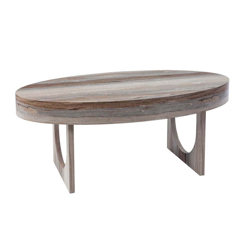 SEI Chadkirk Faux Marble Cocktail Table, 17inH x 43-1/4inW x 23-3/4inD, Brown