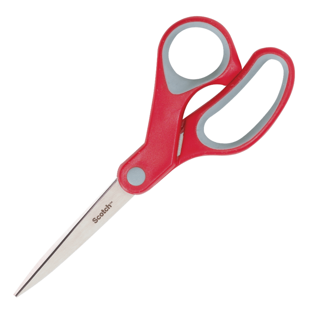 Scotch Multipurpose Scissors, 7in, Pointed, Gray/Red