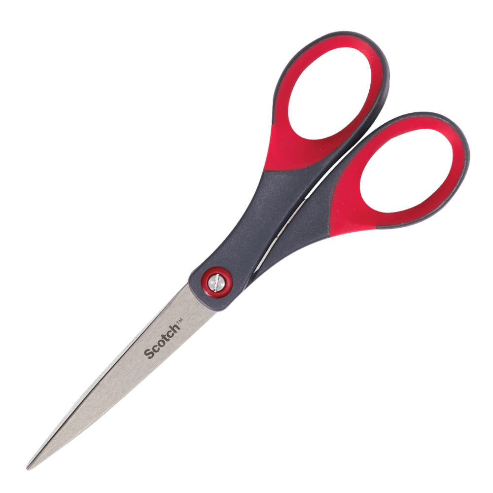 Scotch Precision Scissors, 7in - 7in Overall Length - Left/Right - Stainless Steel - Red, Gray - 1 Each