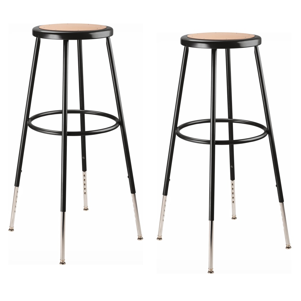 National Public Seating 6200 Series Adjustable-Height Stools, Black, Pack Of 2 Stools