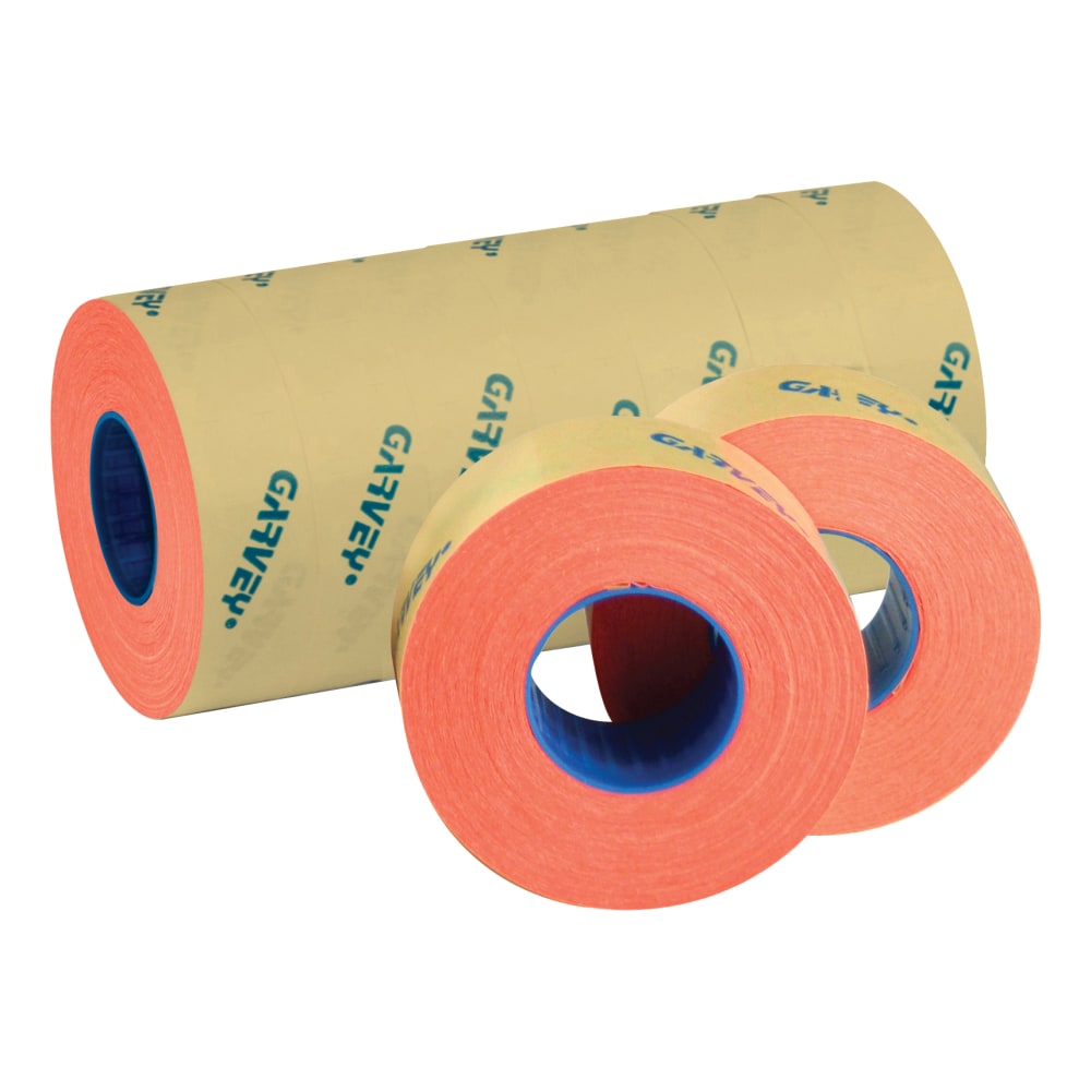 Garvey Price Marking Labels, Fluorescent Red, 1,200 Labels Per Roll, Pack Of 9 Rolls