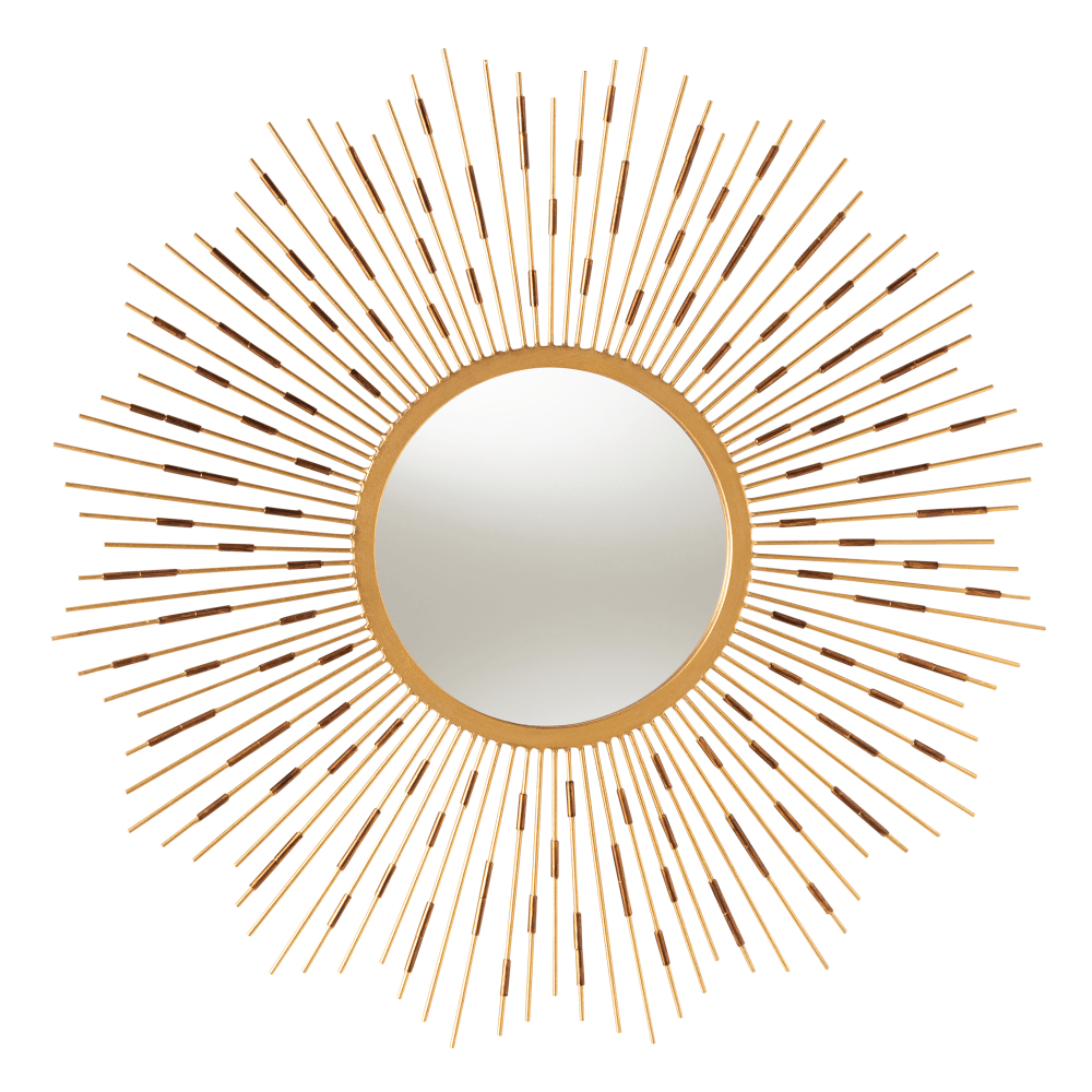 Baxton Studio Sunburst Round Accent Wall Mirror, 36in x 36in, Antique Gold