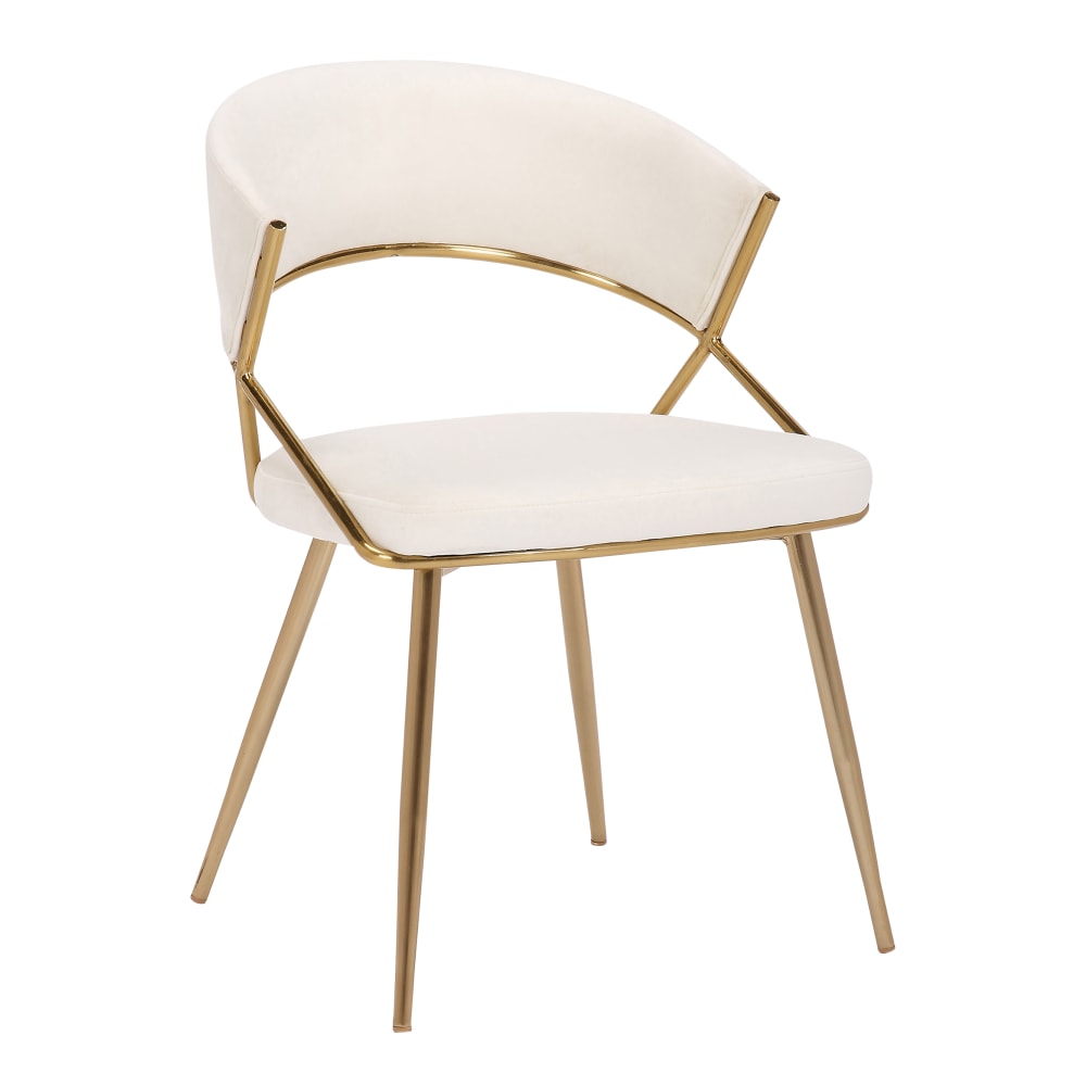 LumiSource Jie Glam Dining Chairs, Cream/Gold, Set Of 2 Chairs