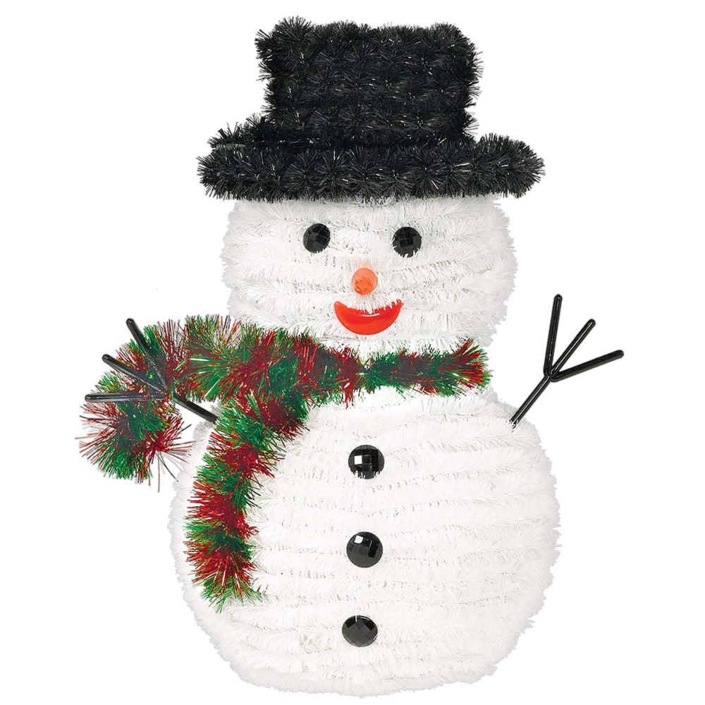 Amscan Christmas 3-D Tinsel Snowmen, 10in x 7-1/2in, Pack Of 3 Snowmen