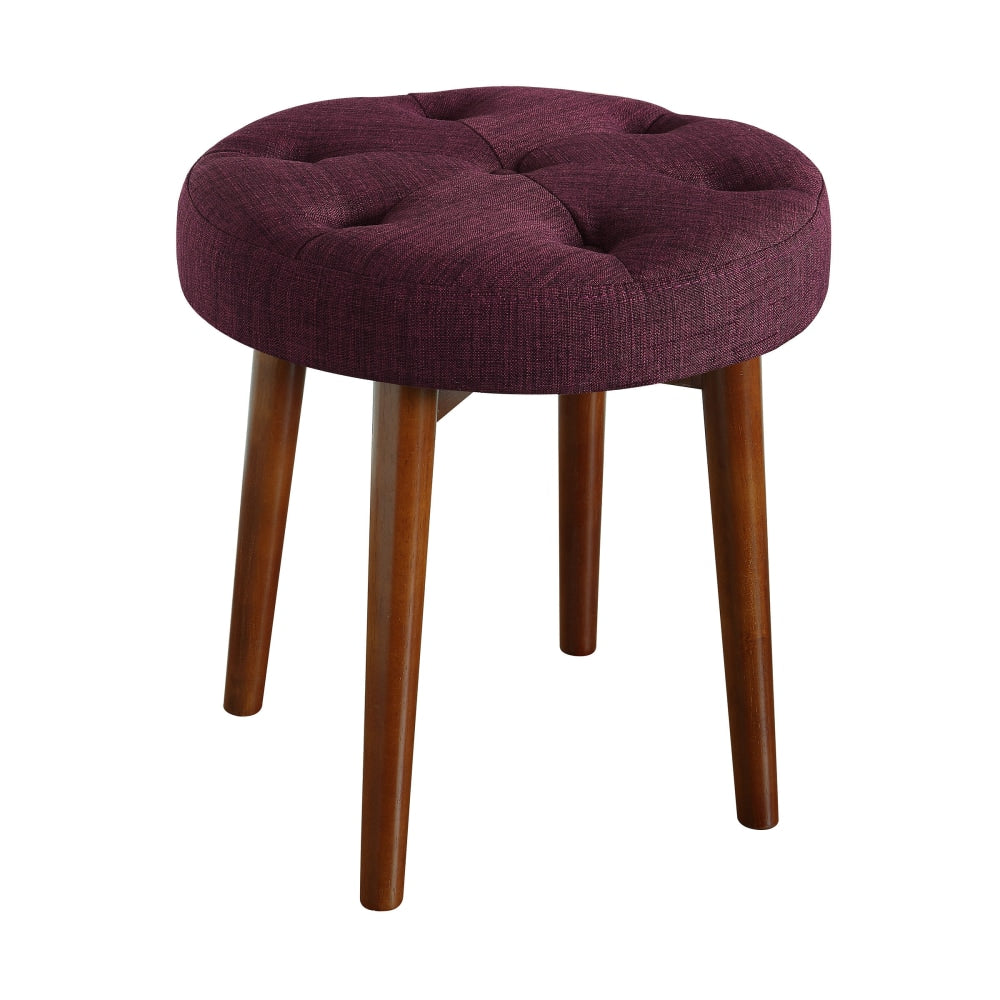 Elle Decor Penelope Round Tufted Stool, Royal Eggplant/Brown