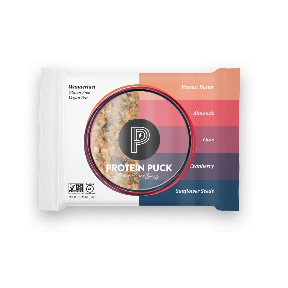 Protein Puck Peanut Butter/Almond/Cranberry Protein Bars, 3.25 Oz, Box Of 16